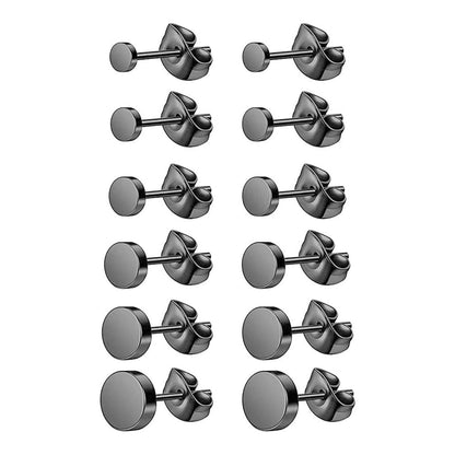 6 Pairs Simple Style Round Plating Stud Earrings [304 Stainless Steel 18K Gold Plated]