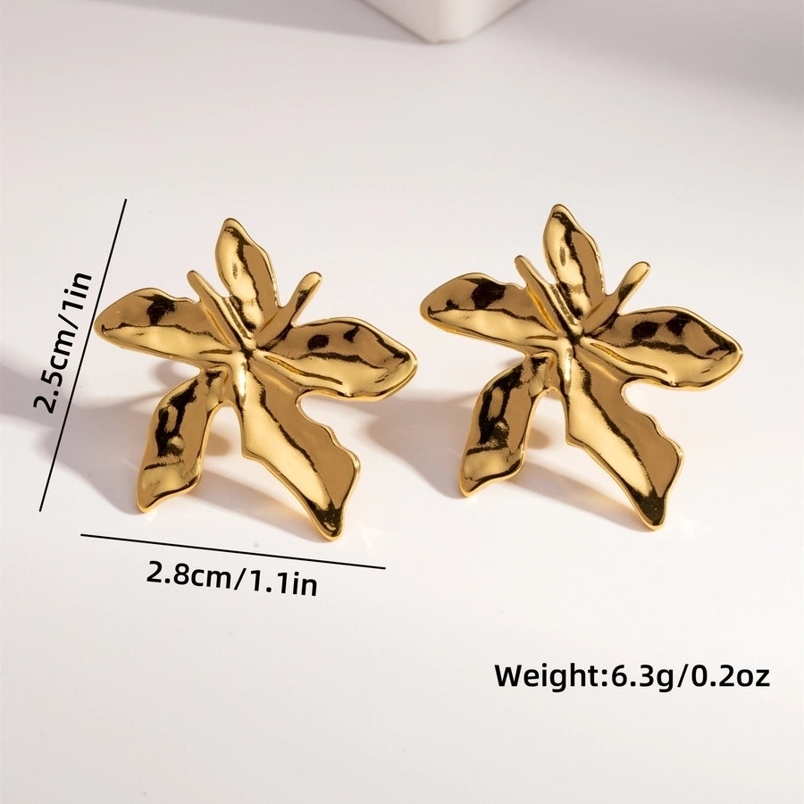 Mix Flower Earrings [304 Stainless Steel,18K Gold Plated]