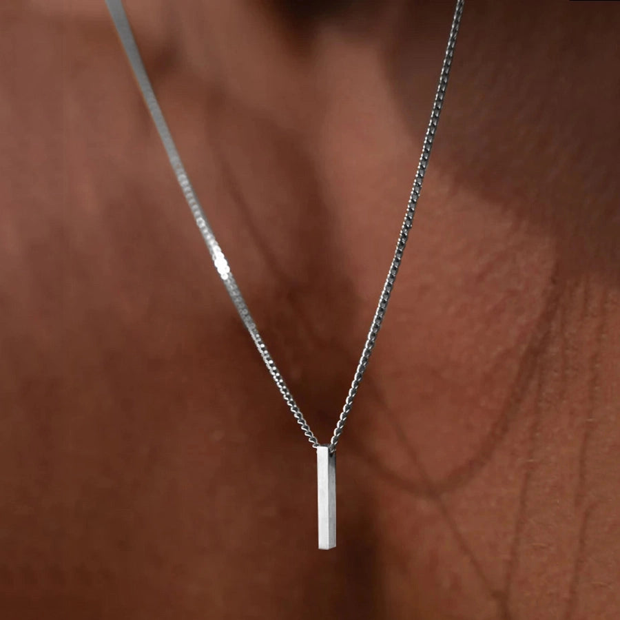 Rectangle Pendant Necklace [201,304 Stainless Steel]