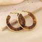 Round Resin Hoop Earrings [304 Stainless Steel, 18K Gold Plated]