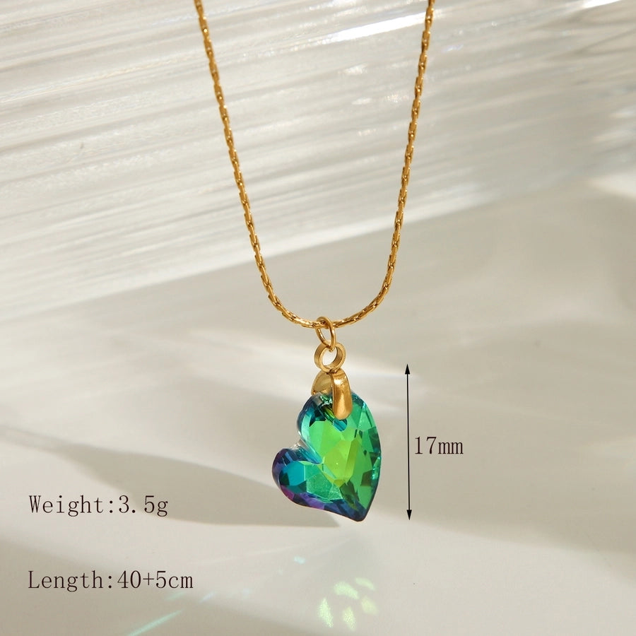 Star Heart Shape Butterfly Glass Necklace [304 Stainless Steel,18K Gold Plated]