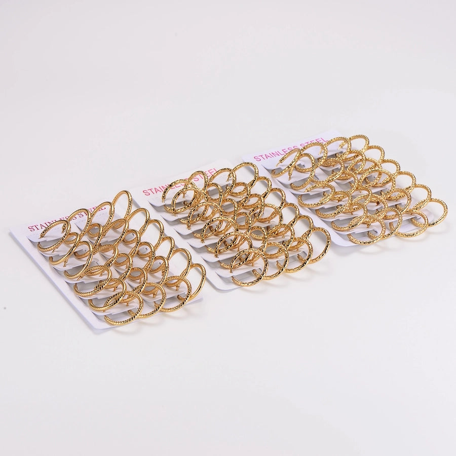 Pack of 12 Pairs Hoop Earrings [304 Stainless Steel,18K Gold Plated]