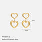 Double Hanging Hearts Earrings [304 Stainless Steel,18K Gold Plated]