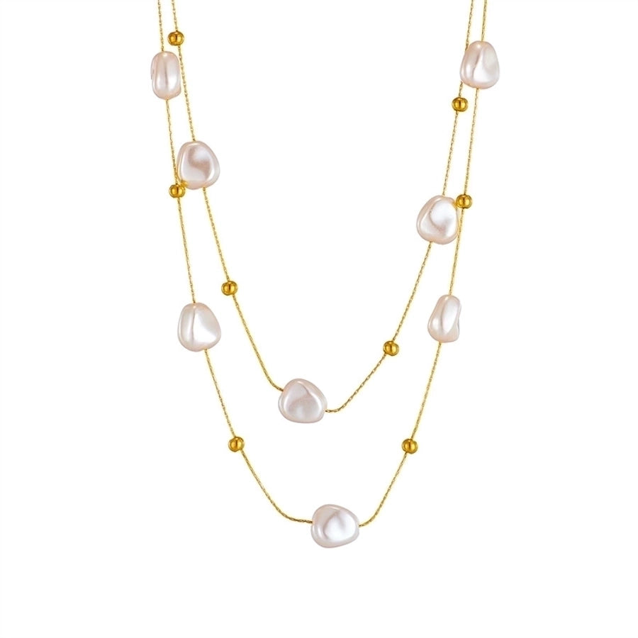 French Style Irregular Pearl Plating Necklace [304 Stainless Steel,18K Gold Plated]