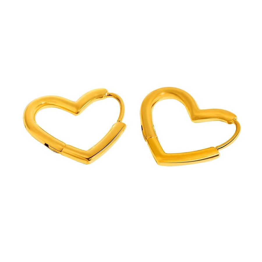 Hollow Heart Shape Earrings [201 Stainless Steel,18K Gold Plated]