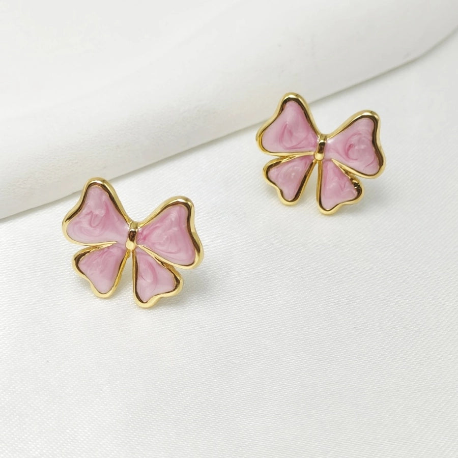 Bow Knot Enamel Earrings [304 Stainless Steel]