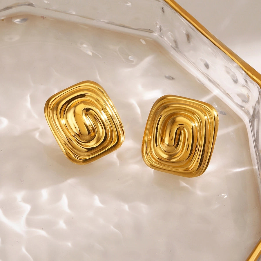 Commute Square Earrings [304 Stainless Steel, 18K Gold Plated]