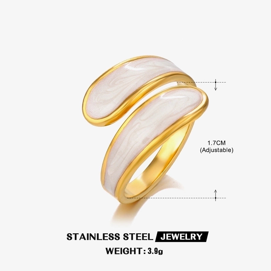 Retro Novelty Enamel Resin Ring [304 Stainless Steel 18K Gold Plated]