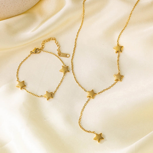 Bracciale di stelle/Neklace [304 in acciaio inossidabile, oro 18K placcato]