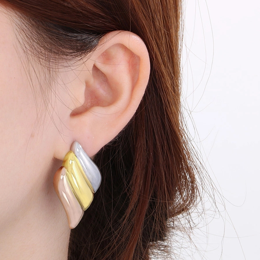 Tricolor wING Earrings [304 Stainless Steel, 18K Gold Plated]