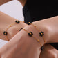 Black Daisy Flower Bracelet/Necklace [304 Stainless Steel,18K Gold Plated]