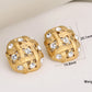 Luxurious Square Grid Rhinestone Earrings [304 Stainless Steel,18K Gold Plated]