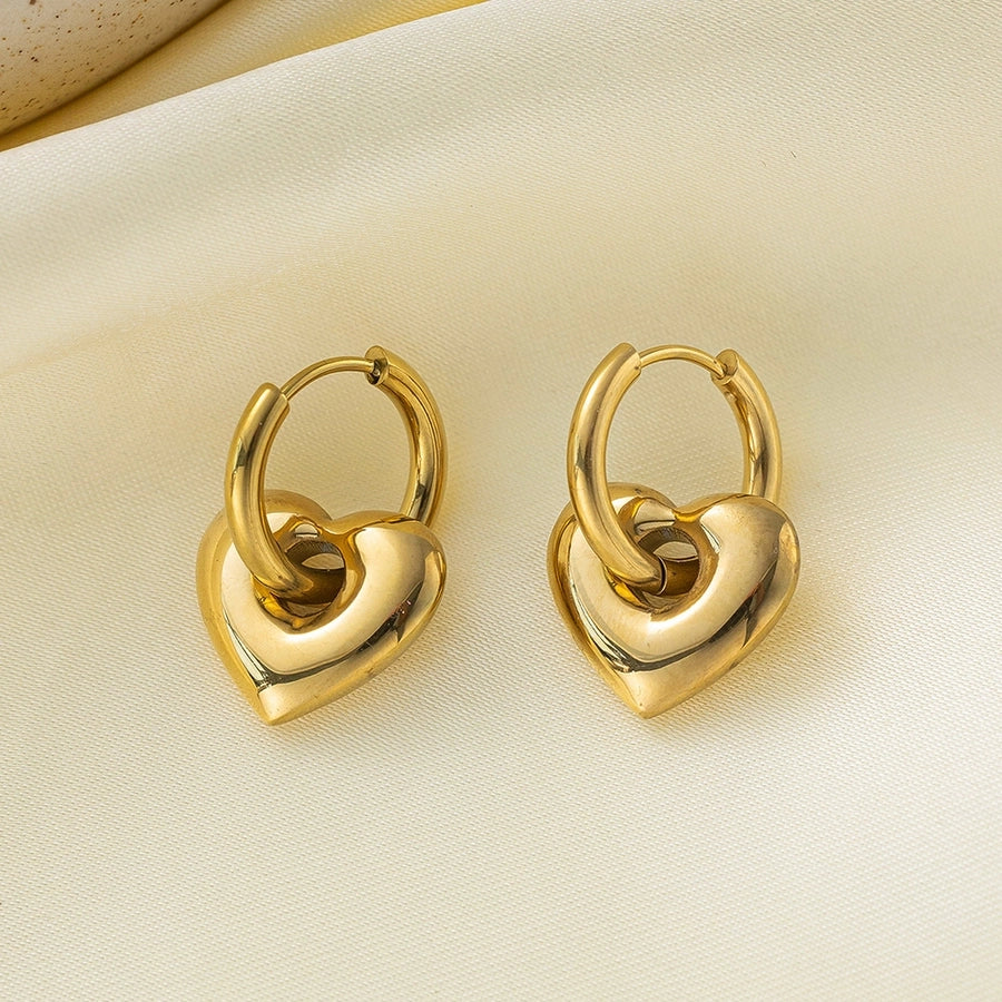 Star Heart Shape Earrings [304 Stainless Steel,18K Gold Plated]