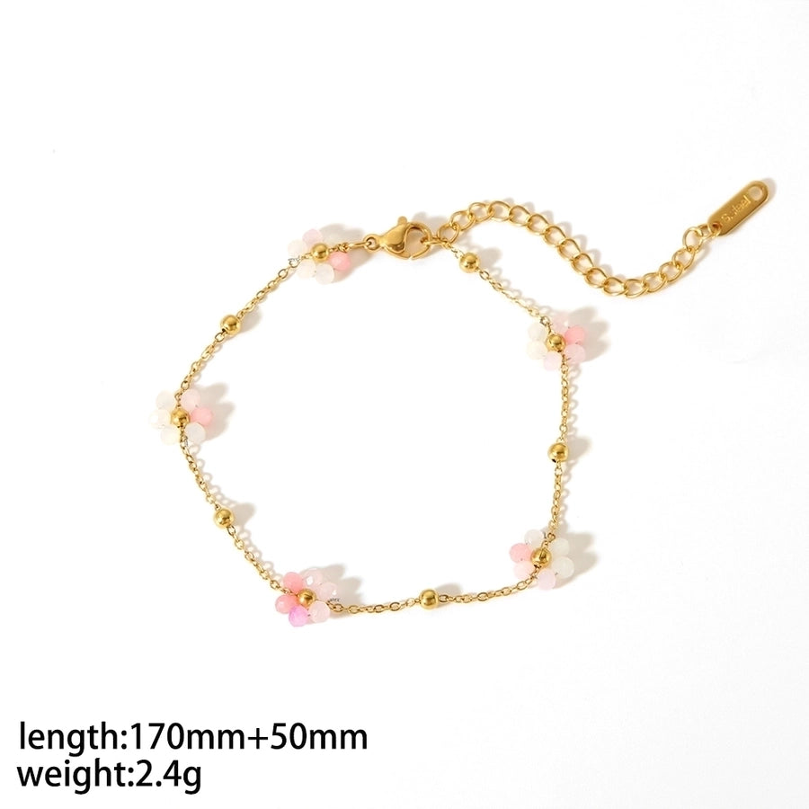 Colored Flower Necklace/Bracelet/Anklet [Stainless Steel,18K Gold Plated]