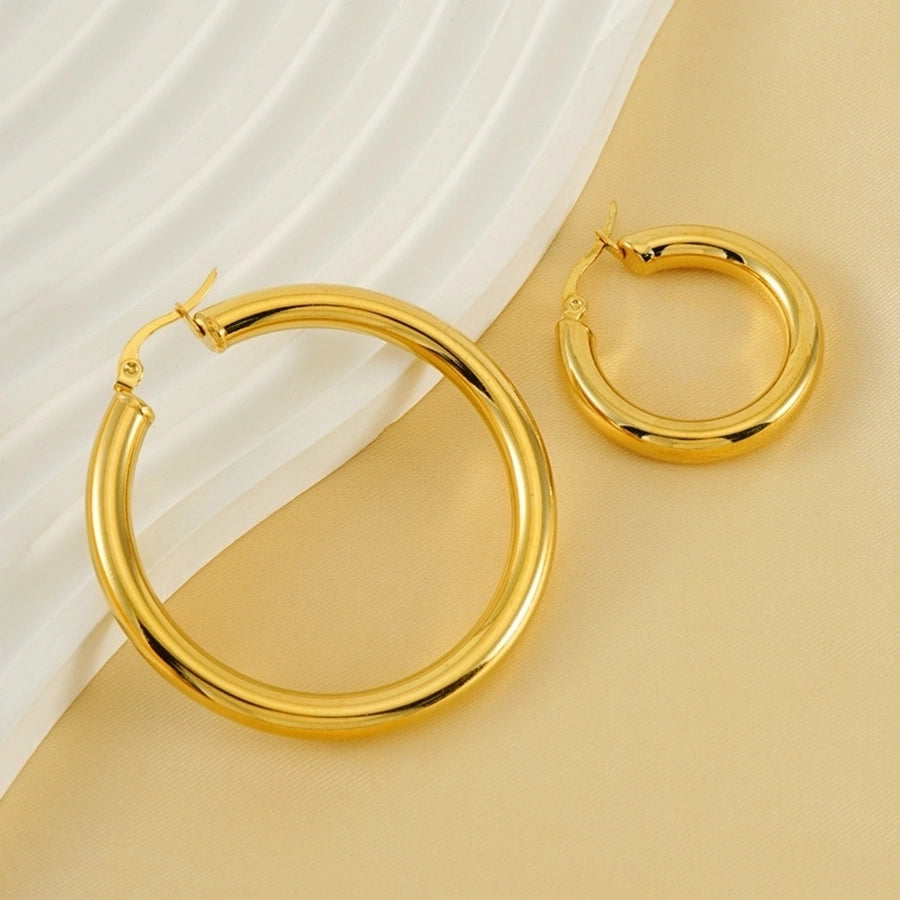 Hoop Earrings [304 Stainless Steel,18K Gold Plated]