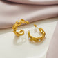 C Shape Sun Inlay Artificial Pearls Earrings [304 Stainless Steel,18K Gold Plated]