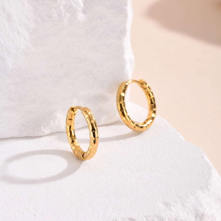 Color Block Solid Color Hoop Earrings [201 Stainless Steel,18K Gold Plated]