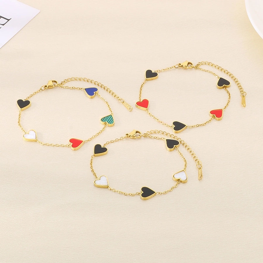 Acrylic Heart Cable Chain Bracelets [304 Stainless Steel,18K Gold Plated]