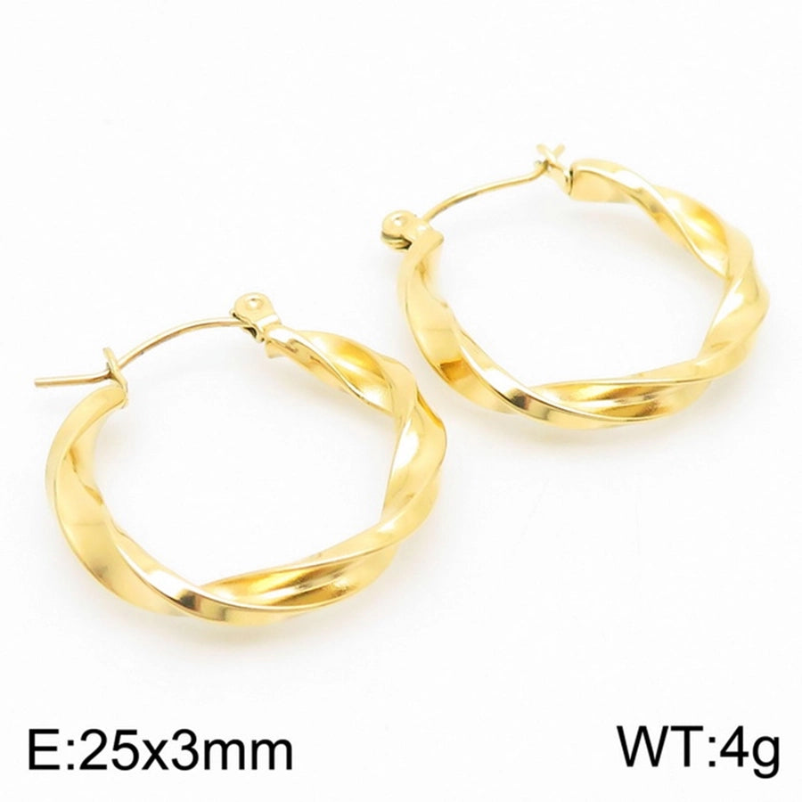 Twisted Hoop Earrings [304 Stainless Steel,18K Gold Plated]