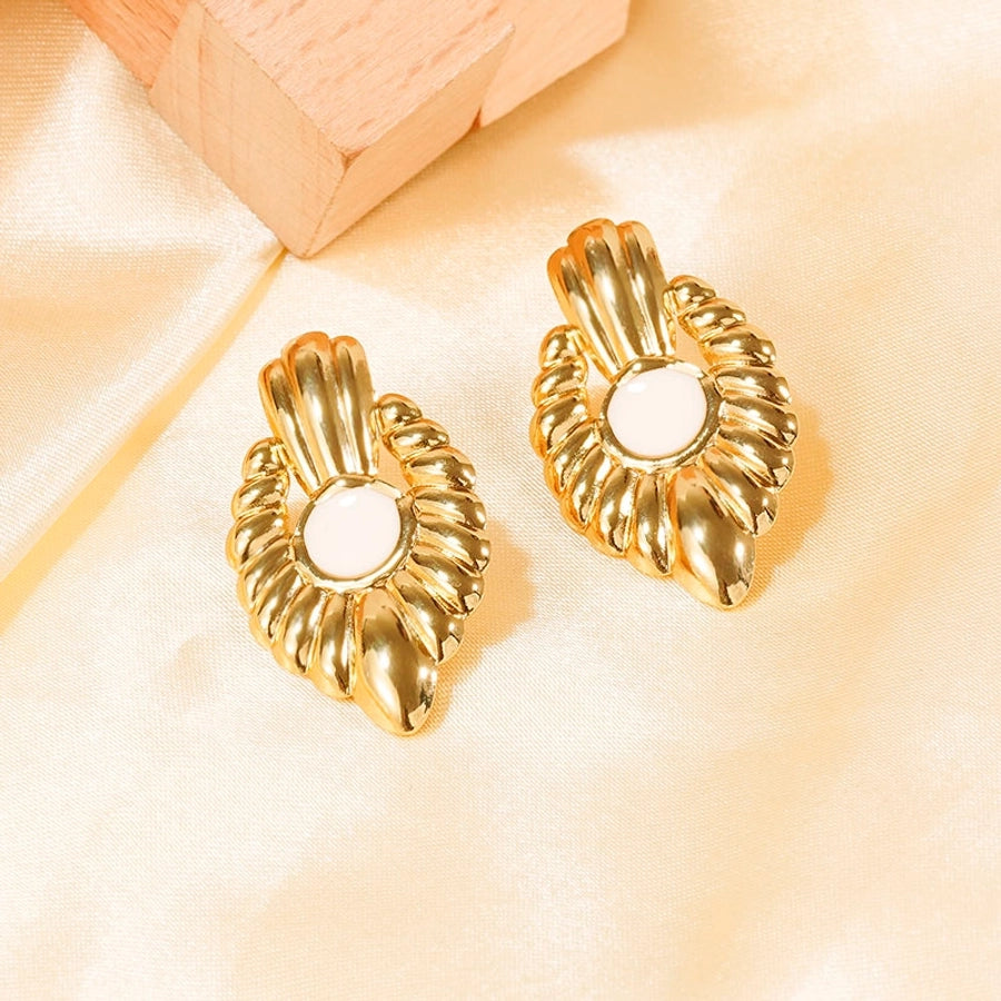 Vintage Enamel Earrings [304 Stainless Steel,18K Gold Plated]