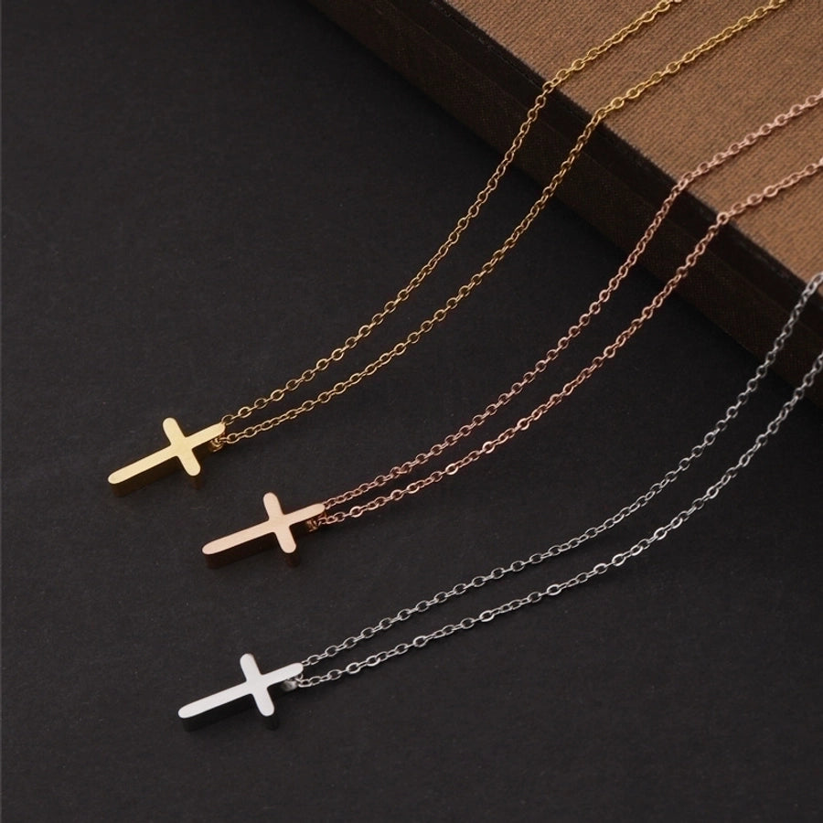 Cross Necklace [304 Stainless Steel,18K Gold Plated]