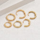 3 Pairs Hoop Earrings [201 Stainless Steel, 18K Gold Plated]