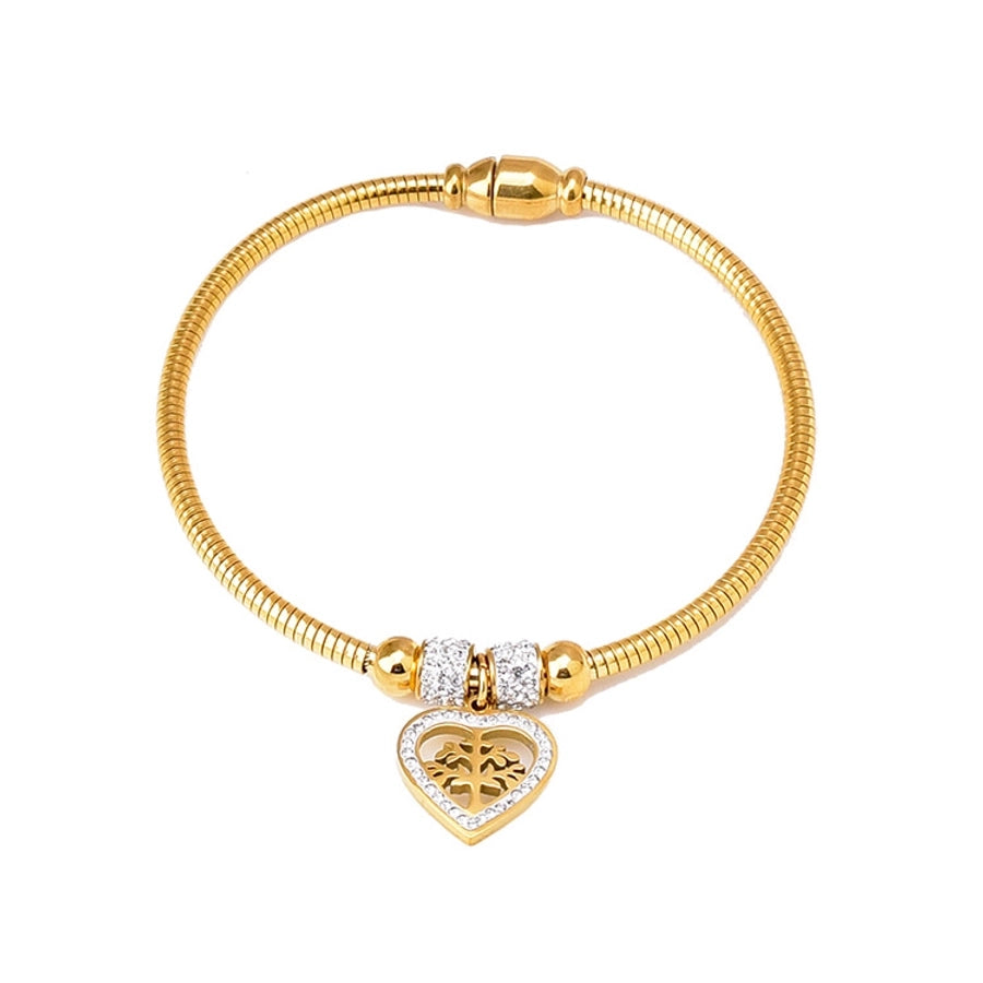 Tree/Eye/Flower Bracelets Bangle [304 Stainless Steel,18K Gold Plated]