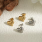 Striped Heart Shape Earrings [304 Stainless Steel,18K Gold Plated]