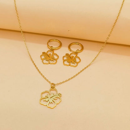 Flower sieraden set oorbellen [304 roestvrij staal]