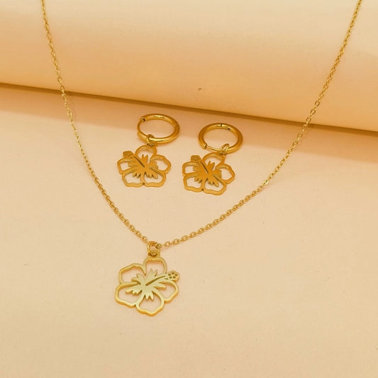 Flower Jewelry Set Earrings [304 Stainless Steel]