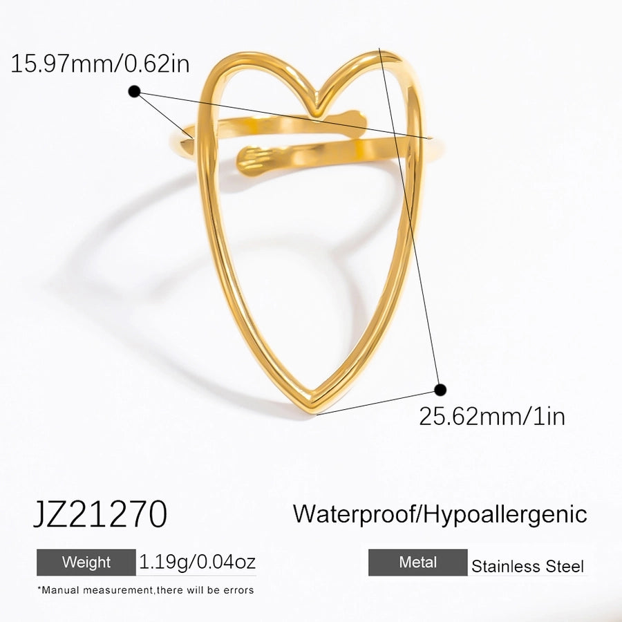 Heart Shape Open Rings  [304 Stainless Steel]