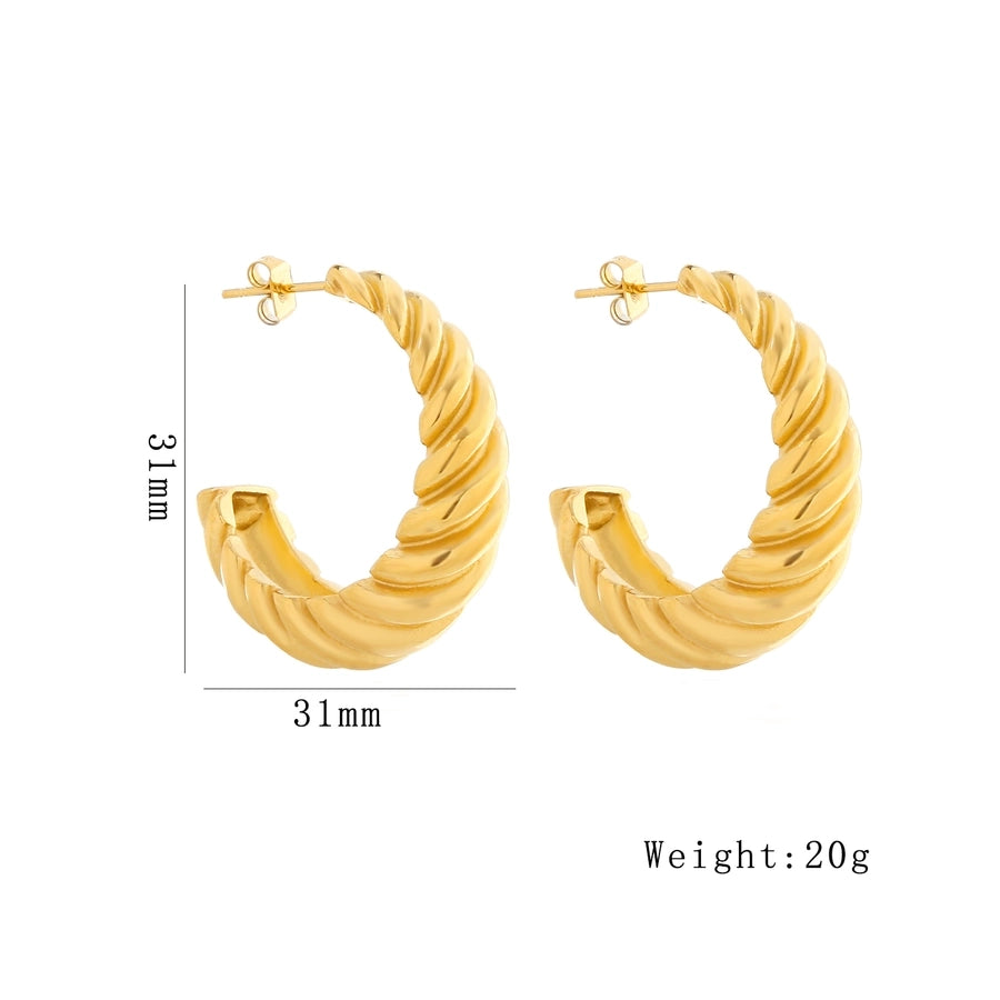 Twisted Half Hoop Earrings [304 Stainless Steel]