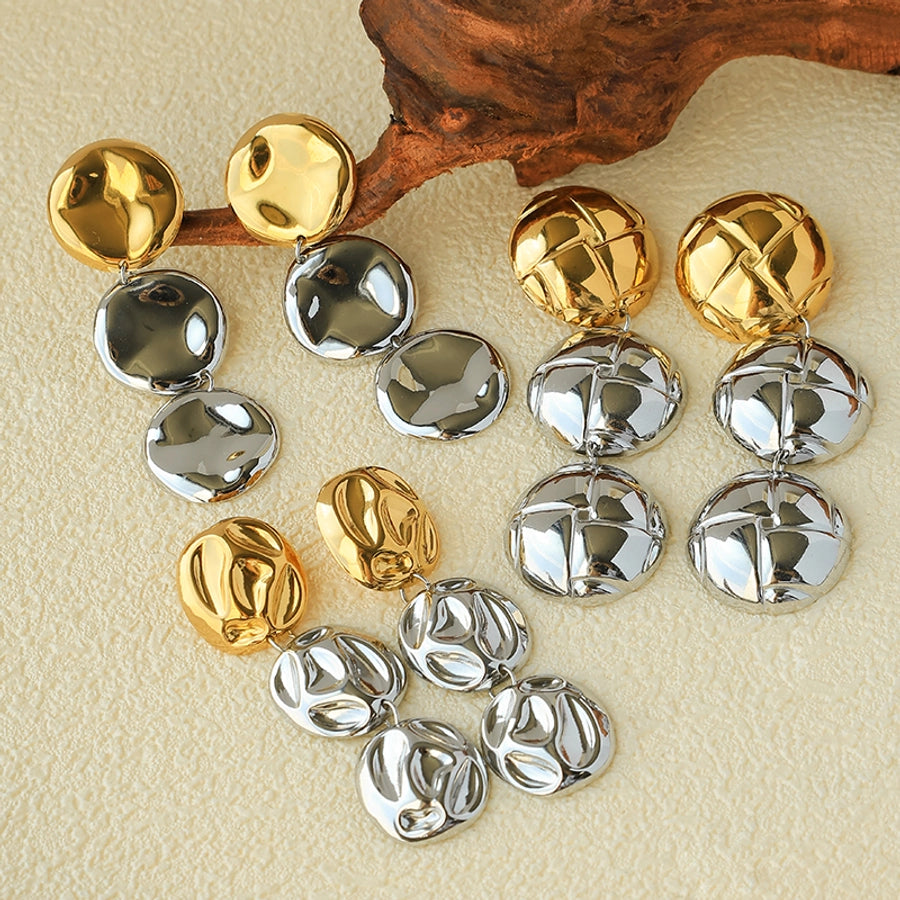 Multi Round Drop Earrings [304 Stainless Steel,14K Gold Plated]