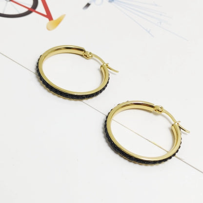 Sirkelfarge Rhinestones Hoop øreringer [304 Rustfritt stål, 18K gullbelagt]