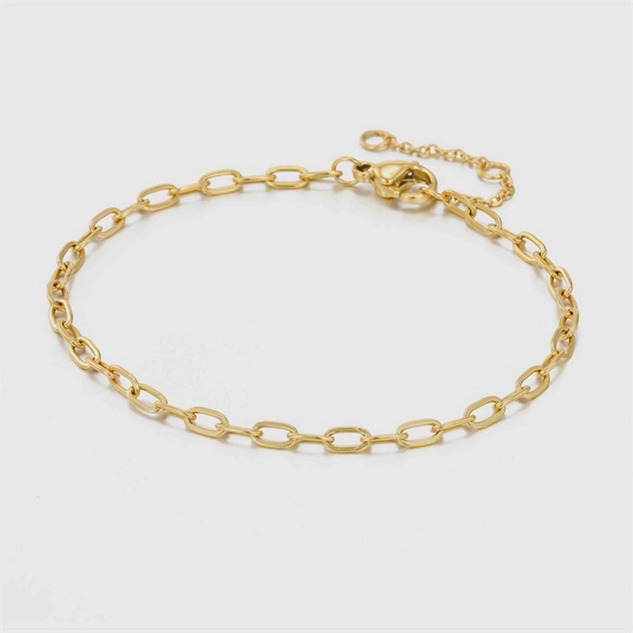 Pulseira de corrente de ligação fina [aço inoxidável, 14K Gold Bathed]