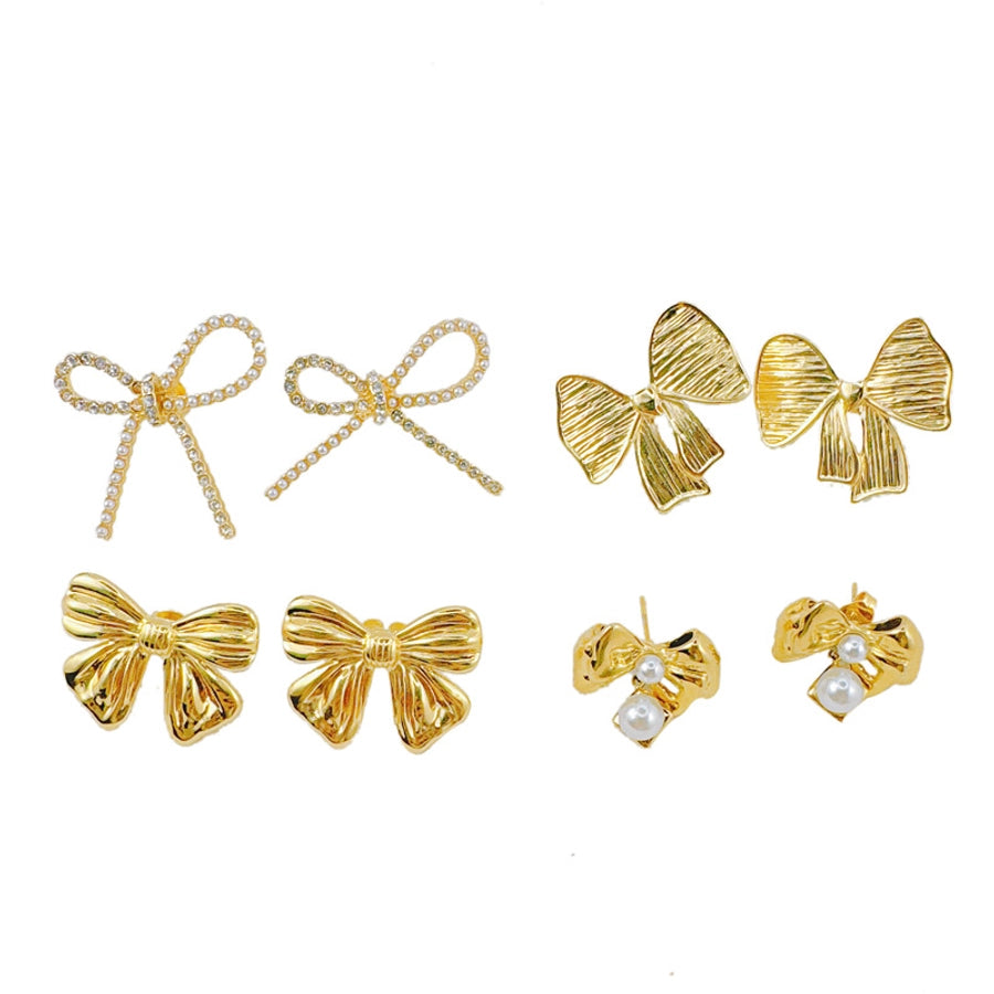 Bow Knot  Artificial Pearls Ear Studs [304 Stainless Steel]