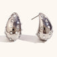 Water Droplets Artificial Diamond Earrings [Stainless Steel,18K Gold Plated]