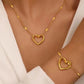 Conjunto de joyas huecas de forma de corazón [304 acero inoxidable, 18k de oro chapado]