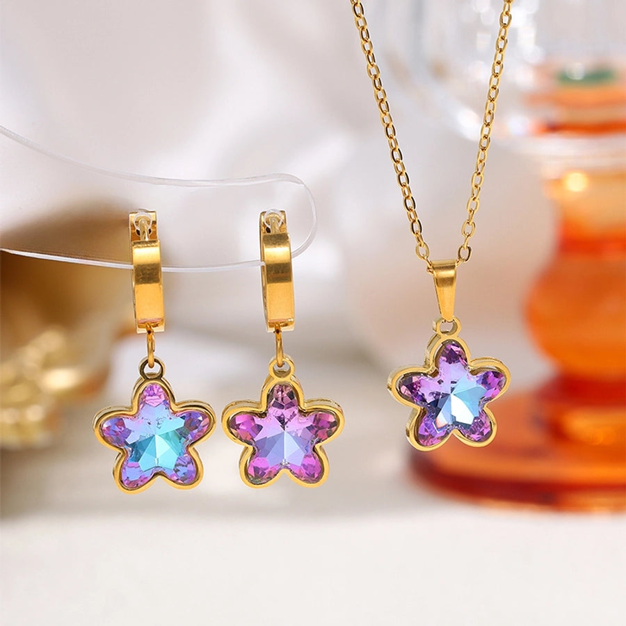 Heart Shape Flower Butterfly Jewelry Set [304 Stainless Steel]