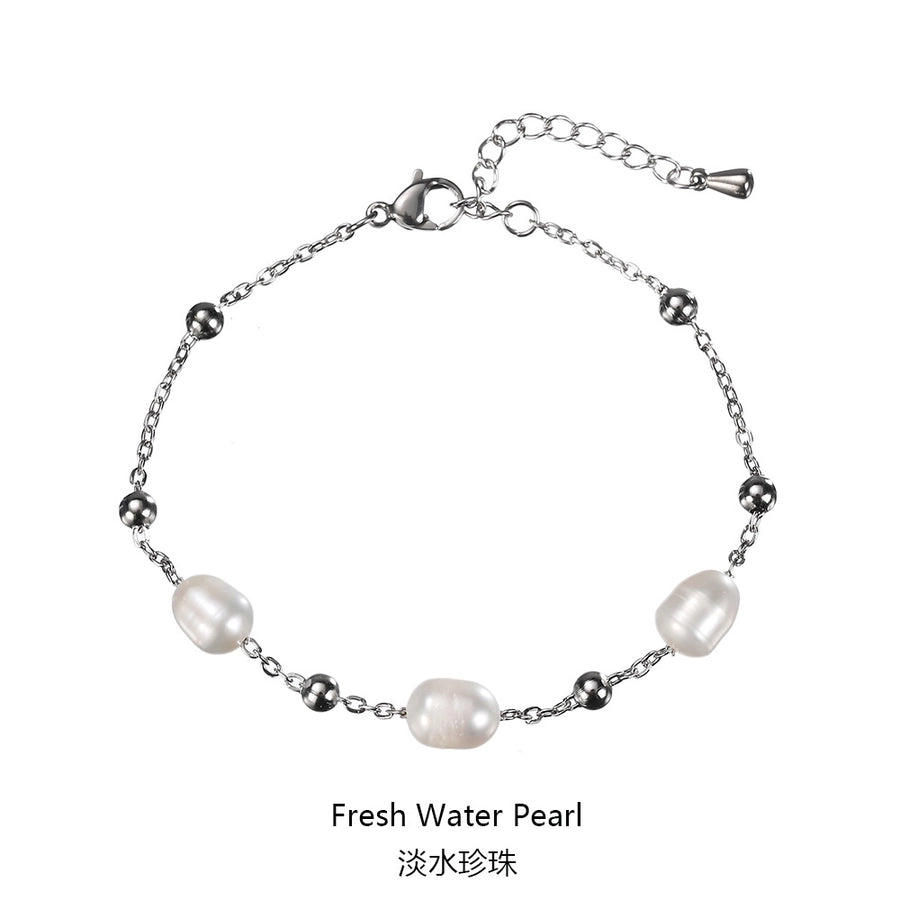 Water Pearl Droplets Bracelet [Stainless Steel]