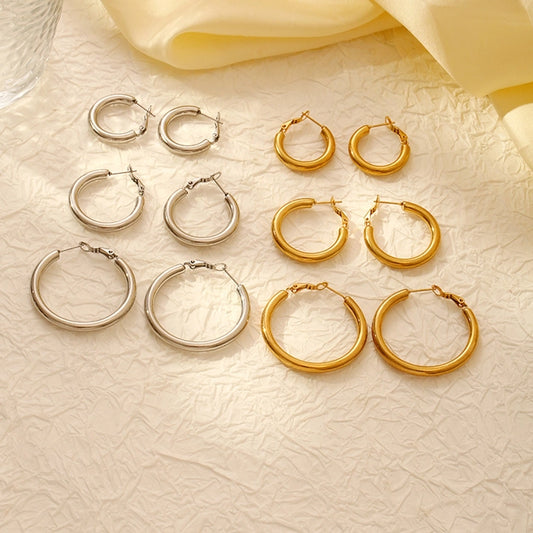 Hoop Earrings [304 Stainless Steel,18K Gold Plated]