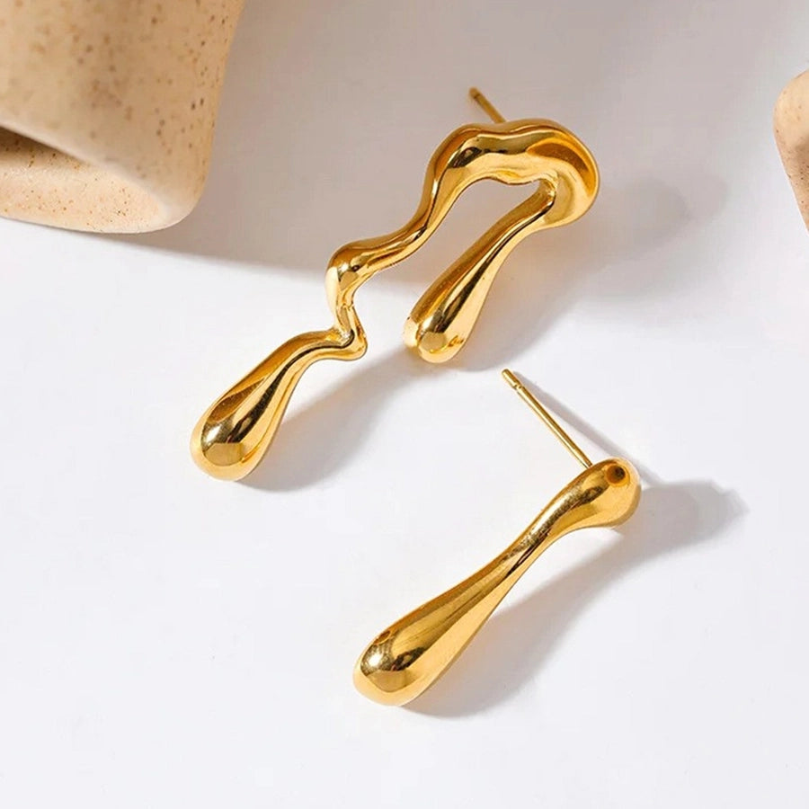 Melting Earrings [304 Stainless Steel,18K Gold Plated]