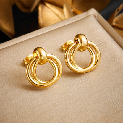 Gold Circles Earrings [304 Stainless Steel,18K Gold Plated]