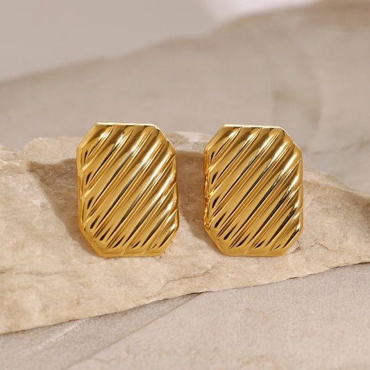 Quadrilateral Plating Earrings [304 Stainless Steel,18K Gold Plated]