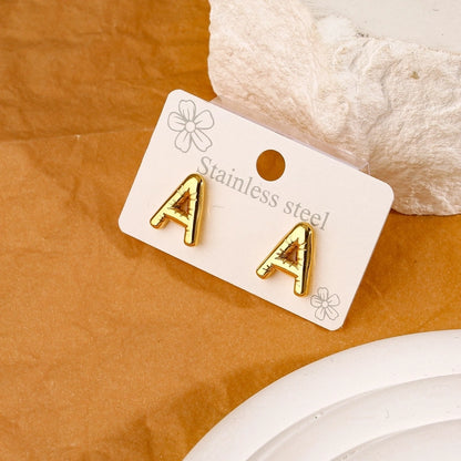 Gold Letter Earrings [304 Stainless Steel,18K Gold Plated]