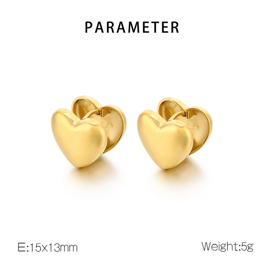 Heart Shape Stud Earrings [304 Stainless Steel,18K Gold Plated]