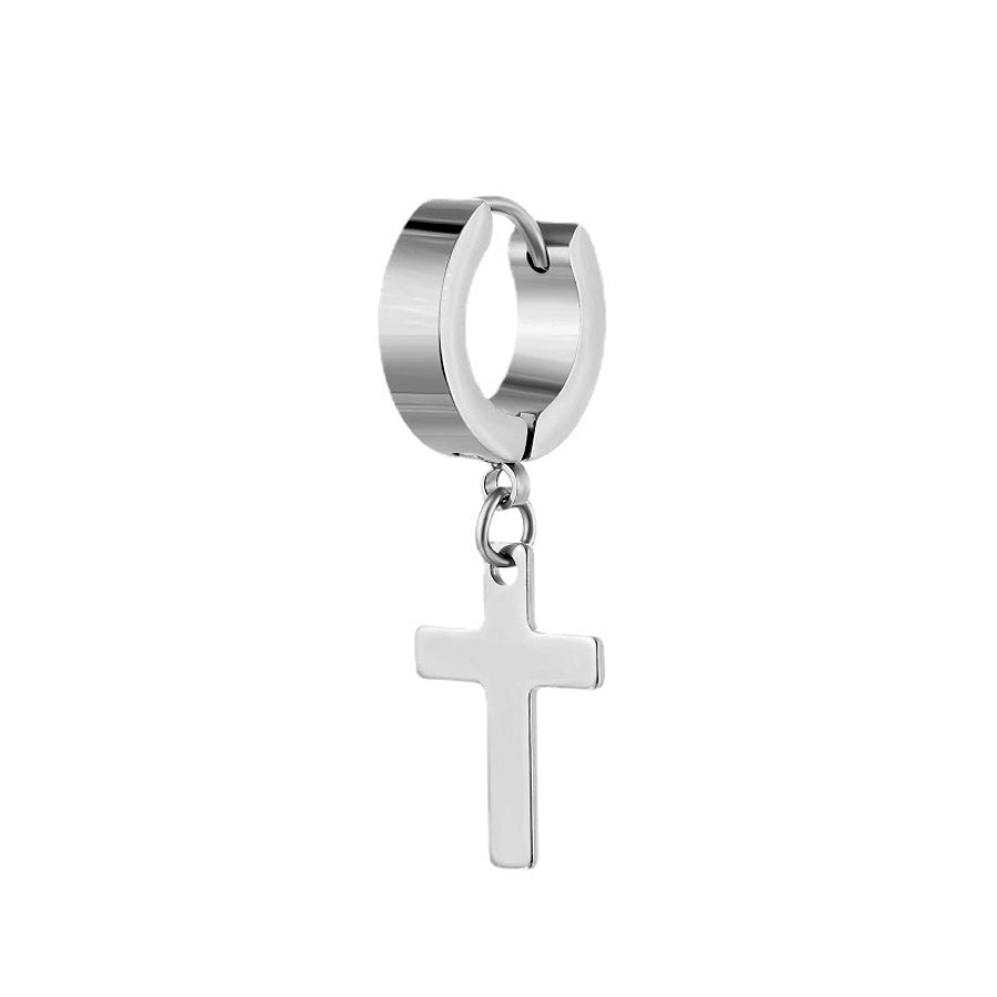 Cross polishing Drop Earrings 1 Piece [Stainless Steel]