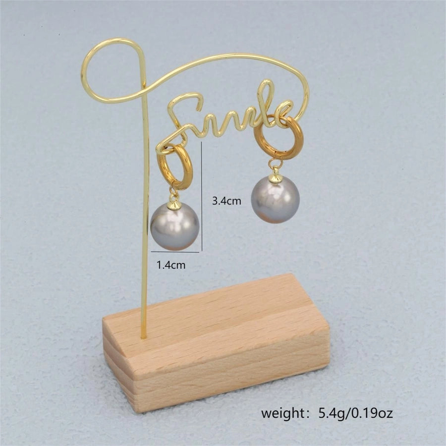 Drop Round Pearl Earrings [304 Stainless Steel, 18K Gold Plated]