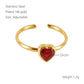 Square Heart Shape Flower Zircon Ring [304 Stainless Steel 18K Gold Plated]