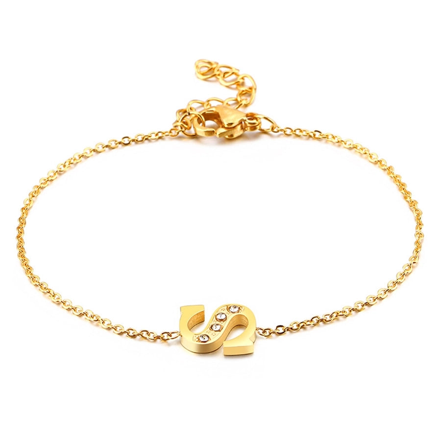 Letter Bracelets [304 Stainless Steel,18K Gold Plated]